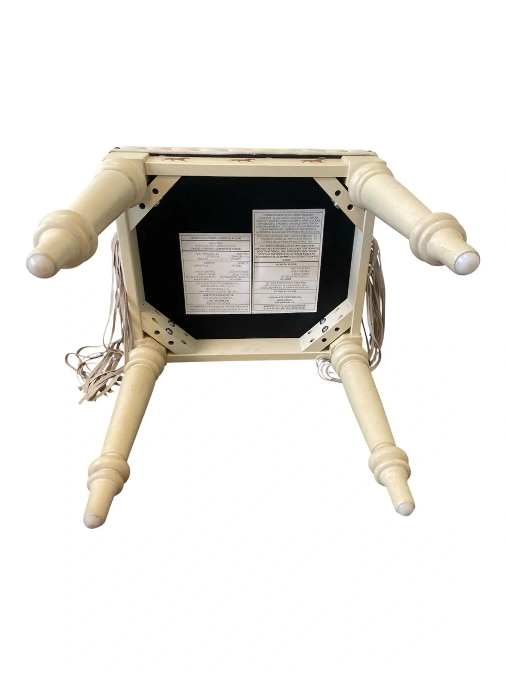Rustic Western Vanity Stool Cowhide Leather Fringe Horse Accent Country Ottoman